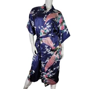 Once Upon A Bookclub Robe One Size Marilyn Monroe Peacock Blue Pink Poly Satin